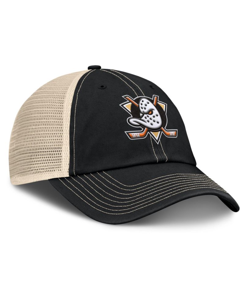 Men's Black/Natural Anaheim Ducks Rival Trucker Adjustable Hat