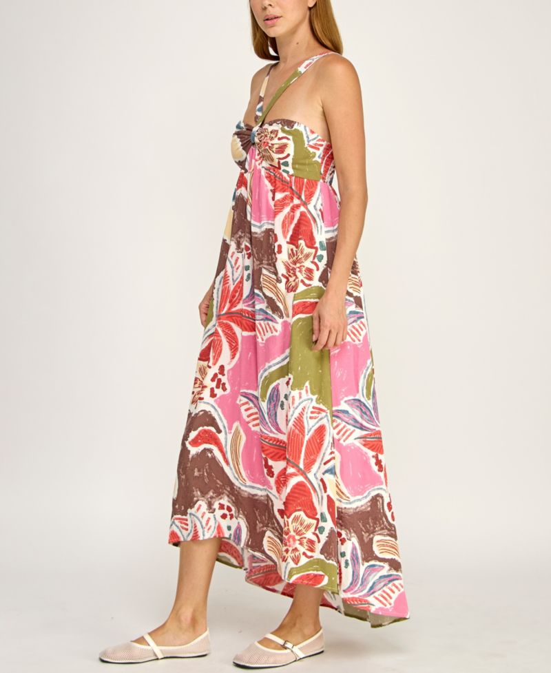 Juniors' Twist Front Halter Dress