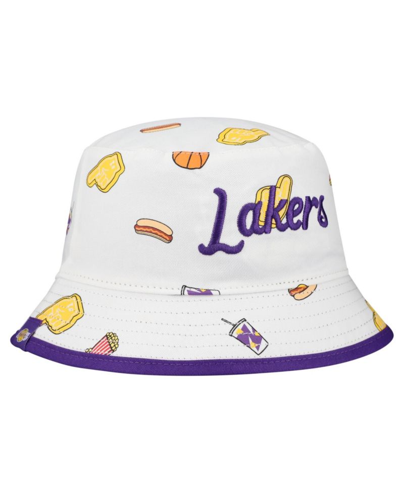 Men's White Los Angeles Lakers Team Cheer Reversible Bucket Hat