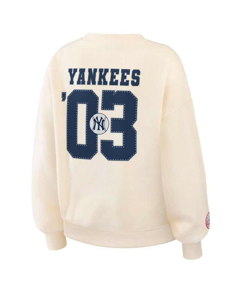 Women's Cream New York Yankees Heavyweight Crew Neck Sweatshirt