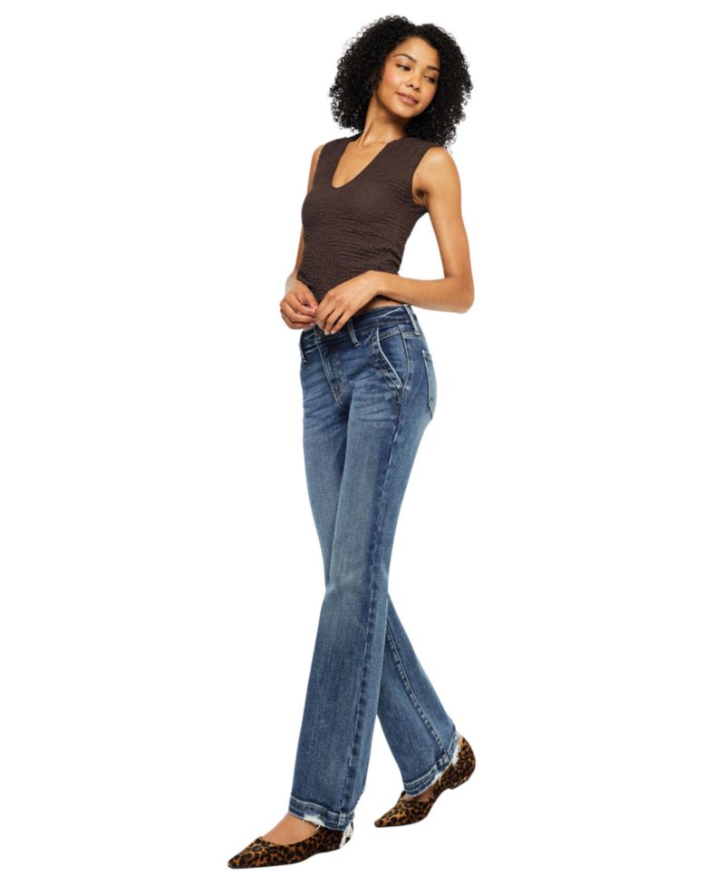 Women's USA Juniors' Delcie Mid-Rise Bootcut Jeans