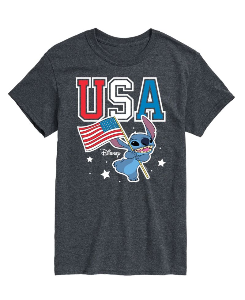 Men's Disney Lilo Stitch USA Flag Short Sleeve T-Shirt