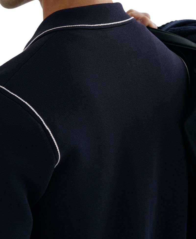 Men's Blake Stitch-Detail Zip-Through Knit Shirt