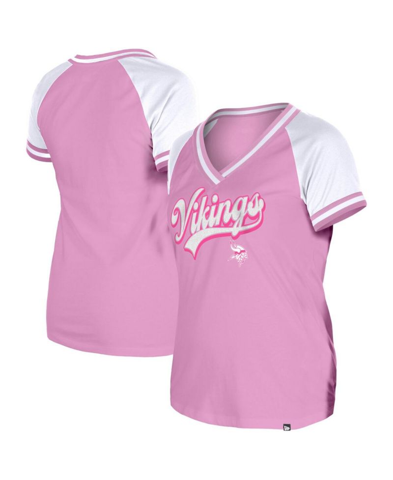 Women's Pink Minnesota Vikings Mommy Me V-Neck T-Shirt