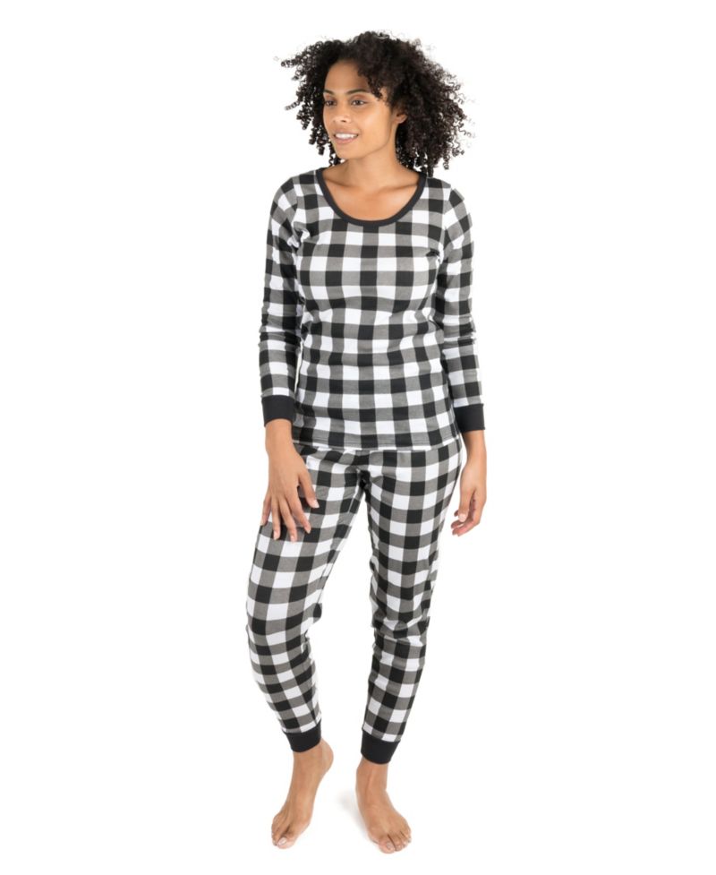 Women's SizeTwo Piece Cotton Plaid Holiday Pajamas