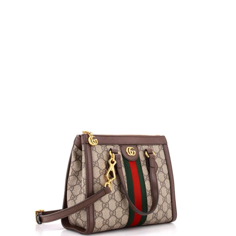 Small Ophidia Top Handle Tote GG Coated Canvas