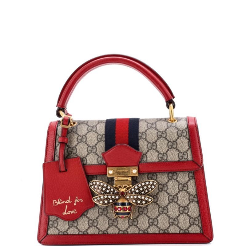 Small Queen Margaret Top Handle Bag GG Coated Canvas with Leather