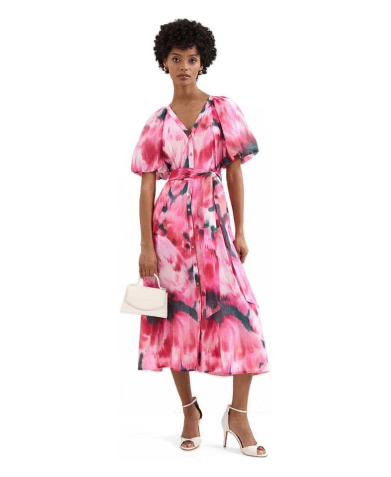 Women's Caterina Puff Sleeve V-Neck Shirt Dress