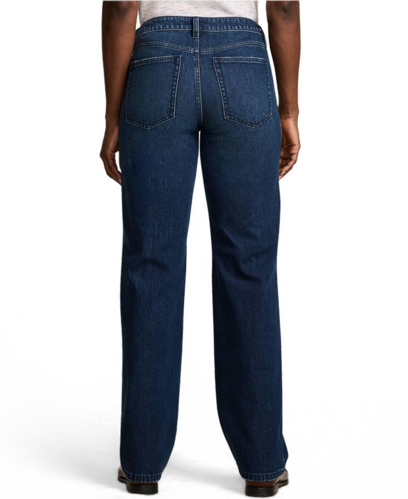 Women's Soft Denim Mid Rise Relaxed Straight Leg Jeans