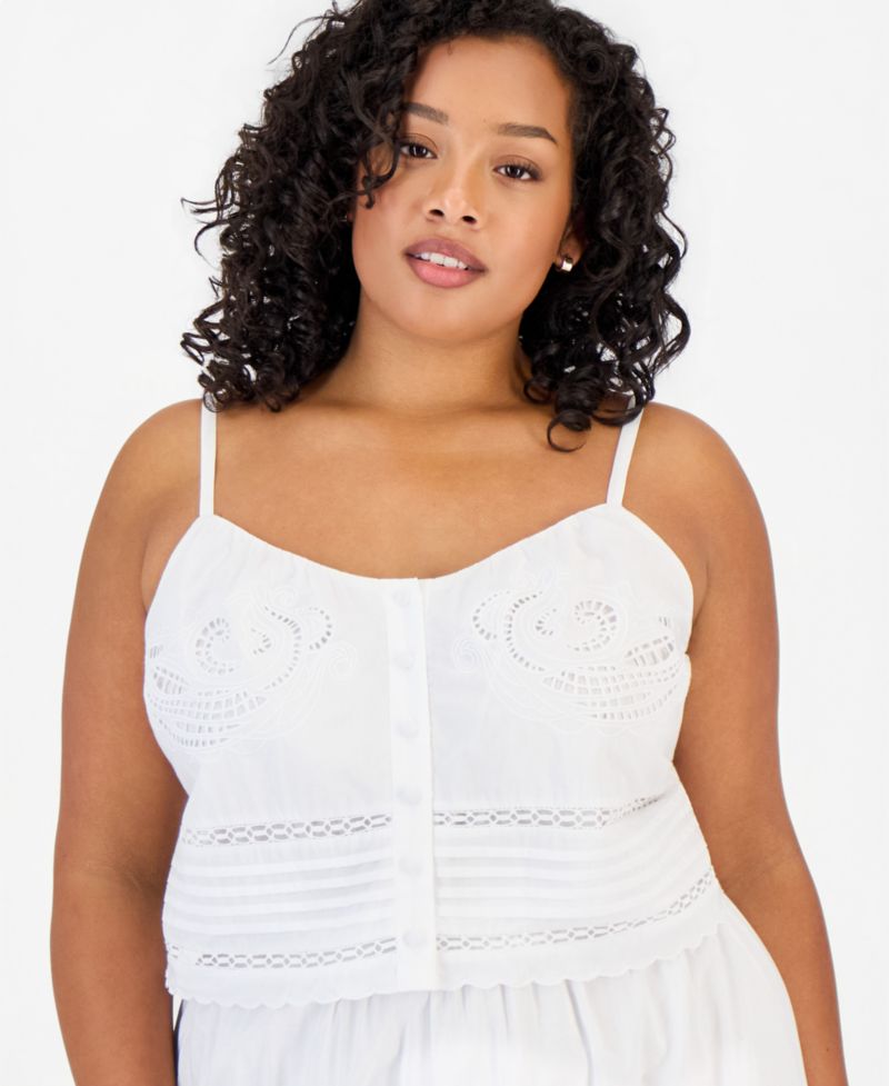 Trendy Plus Size Cotton Openwork Top