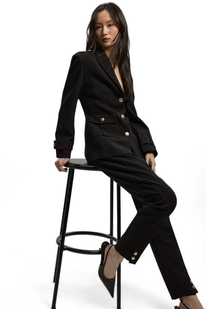 Petite Military Straight Leg Trousers