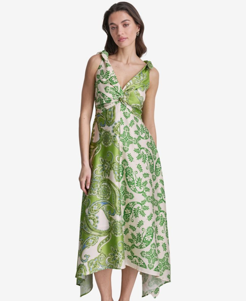 Women's Printed V-Neck Hem Dress