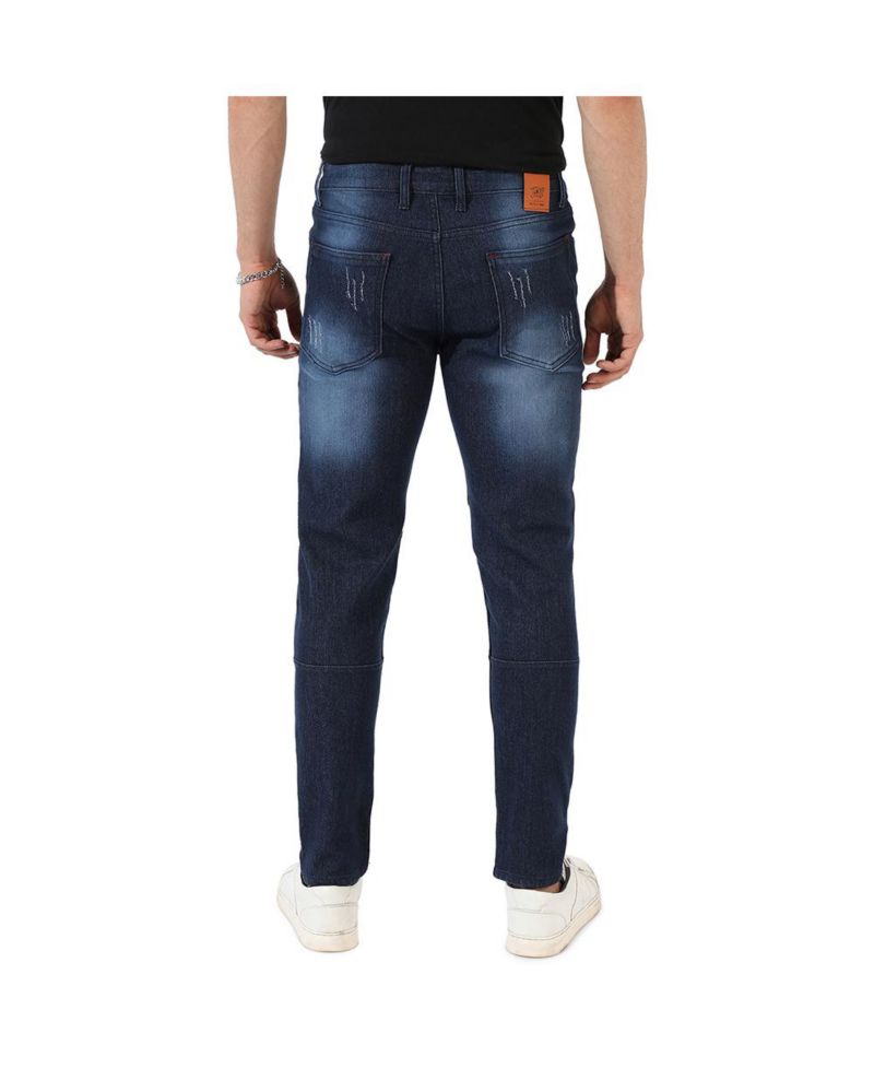 Men's Navy Blue Dark-Wash Denim Jeans