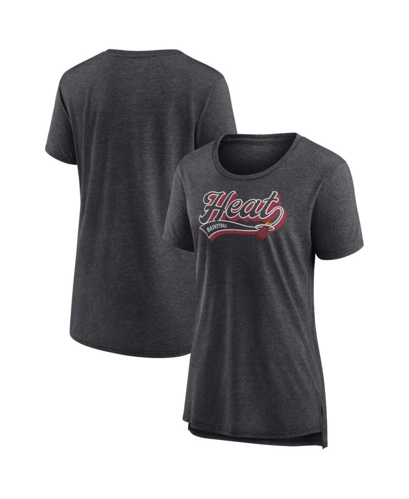 Women's Heather Charcoal Miami Heat League Leader Tri-Blend T-Shirt