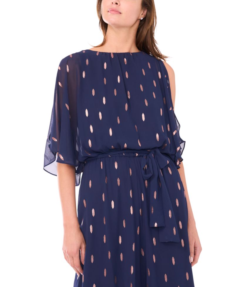 Petite Wide-Leg Metallic Chiffon Jumpsuit