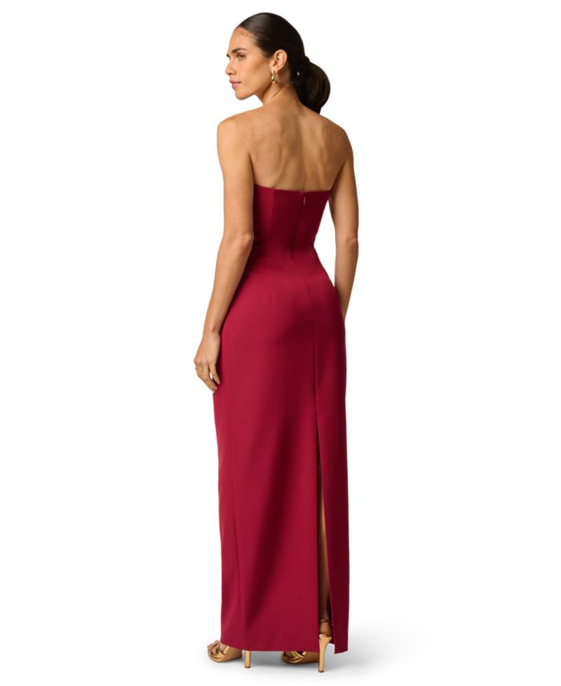 Women's Stretch Strapless Crepe Long Dress