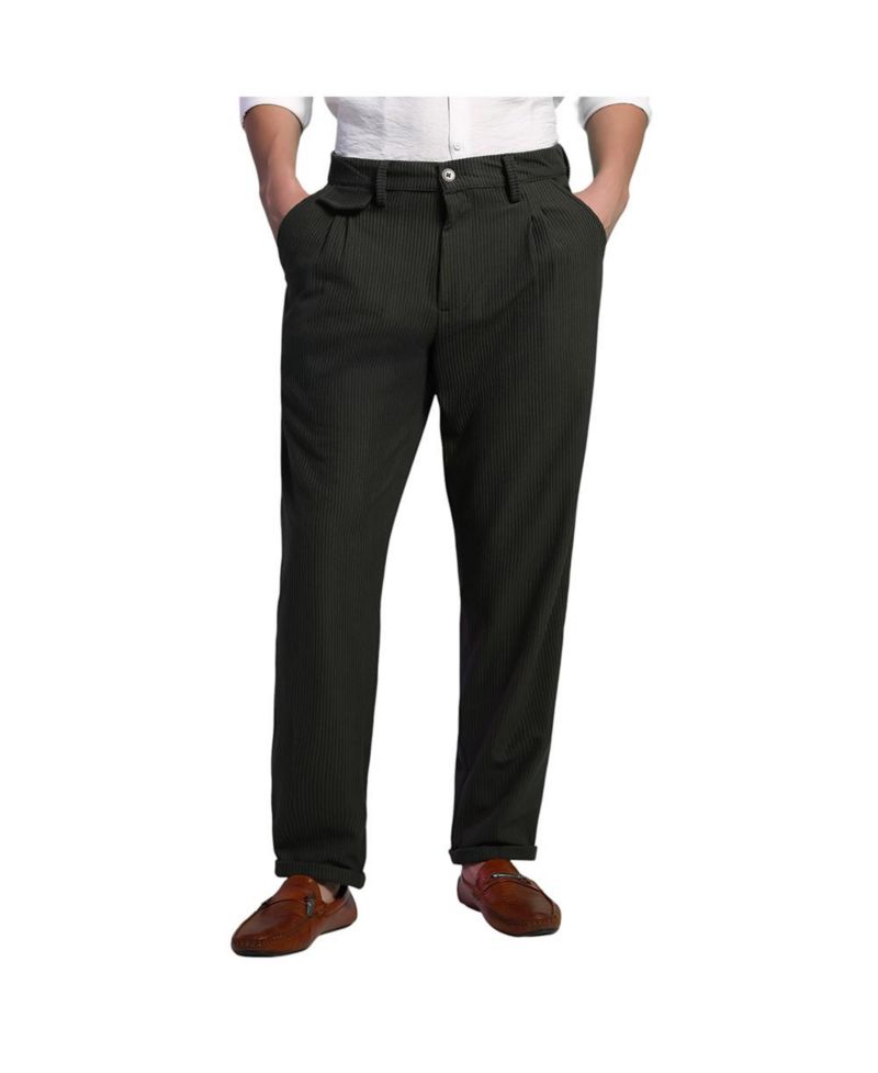Men's Midnight Black Corduroy Tailored Trousers