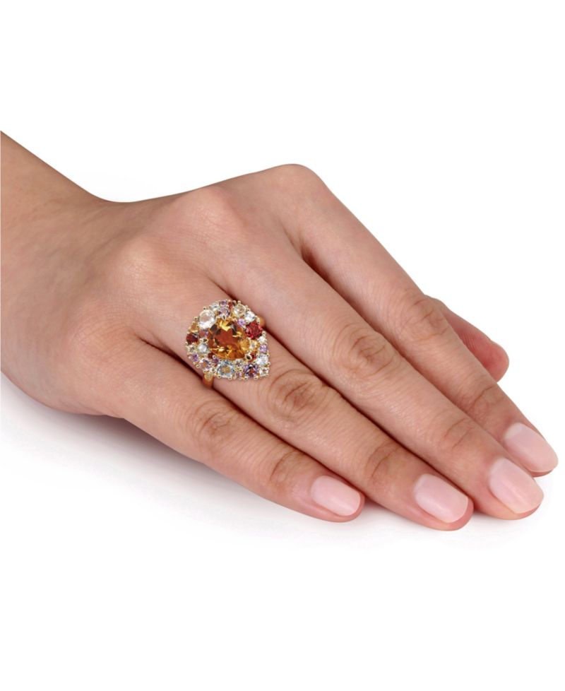 Multi-Gemstone(4-3/4 ct. t.w.) & Diamond Accent Teardrop Cluster Ring in 18k Gold-Plated Sterling Silver