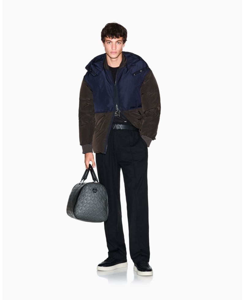 Men's Color Block Hooded Puffer Jacket