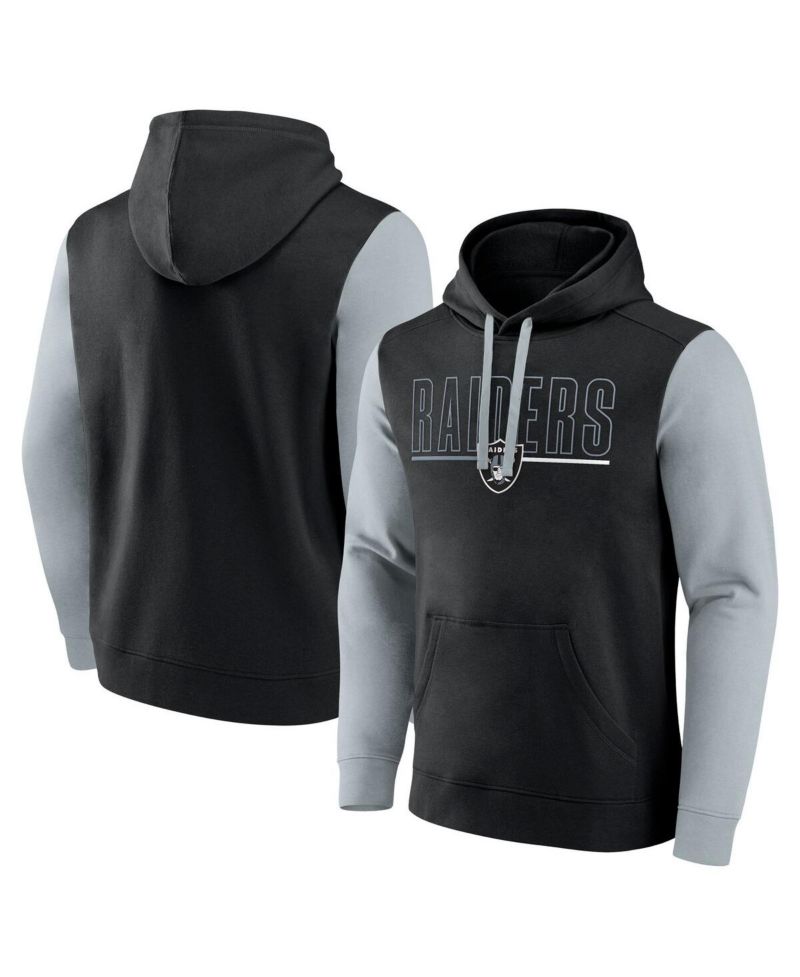 Men's Black/Silver Las Vegas Raiders Outline Pullover Hoodie