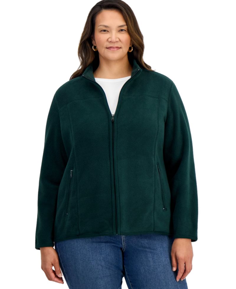 Plus Size Polar Fleece Zip-Front Jacket