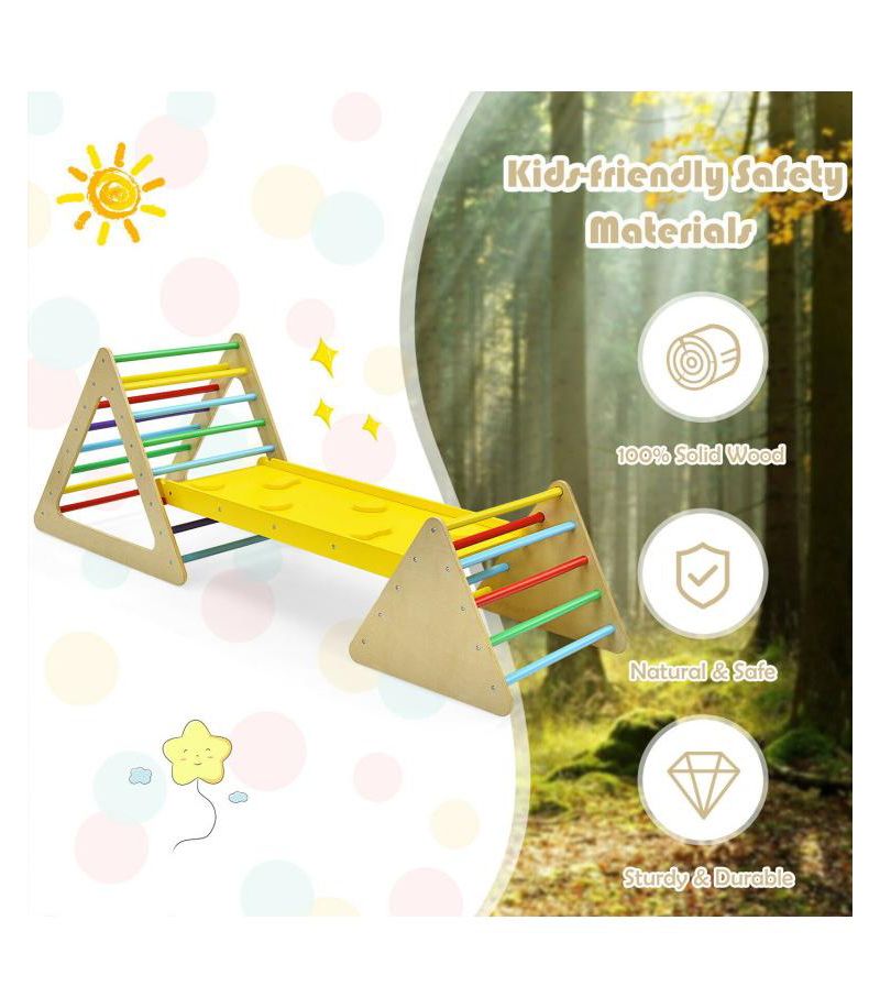 3 in 1 Wooden Set of 2 Triangle Climber with Ramp for Slid