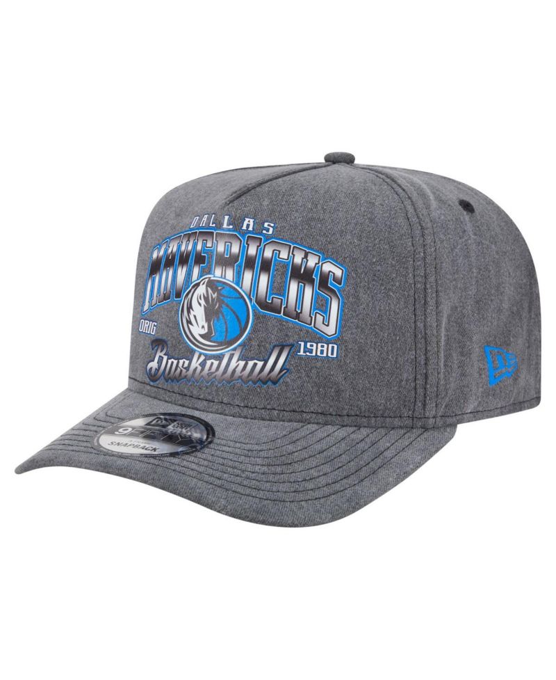 Men's Charcoal Dallas Mavericks Throwback Washed Pre-Curved 9FIFTY Snapback Hat