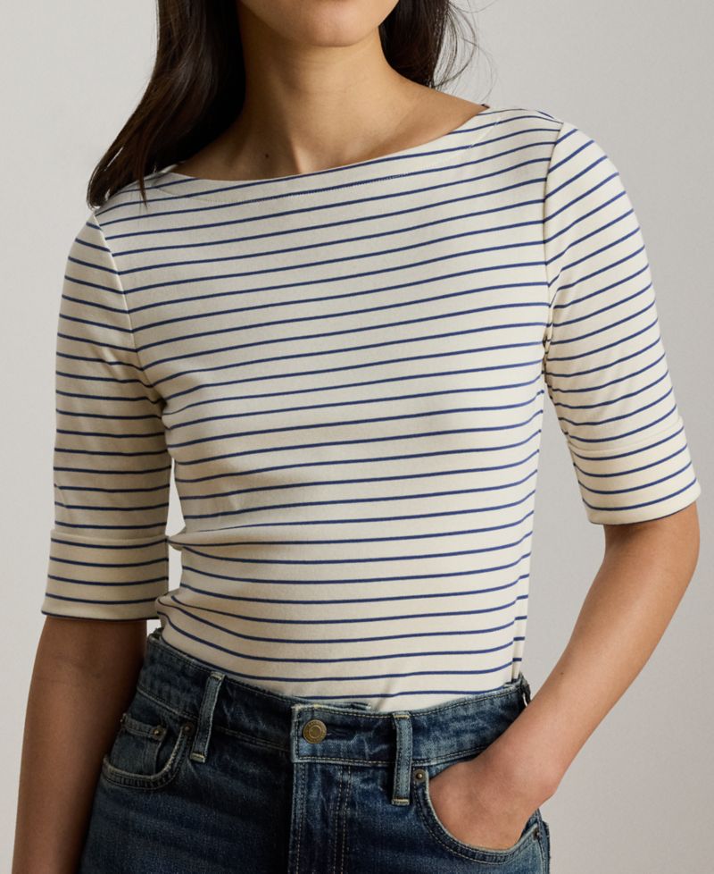 Women's Striped Boat Neck Top