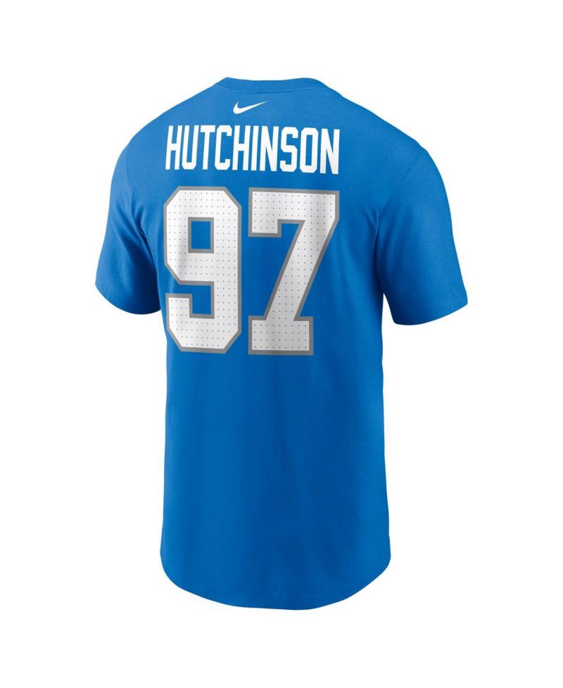 Big Boys and Girls Aidan Hutchinson Blue Detroit Lions Player Name & Number T-Shirt