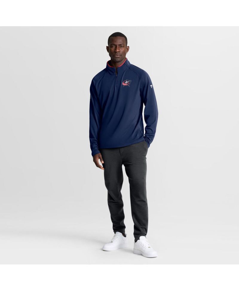 Men's Navy Columbus Blue Jackets Authentic Pro Rink Training Quarter-Zip Pullover Sweatshirt