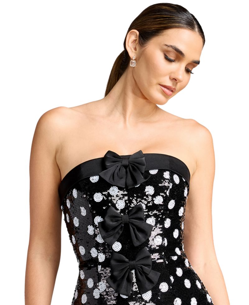 Women's Polka-Dot Sequin Strapless Mini Dress