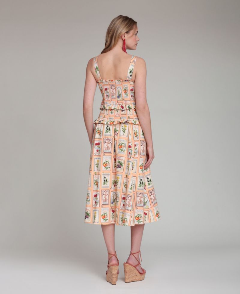 Women's Printed Smocked Midi Dress