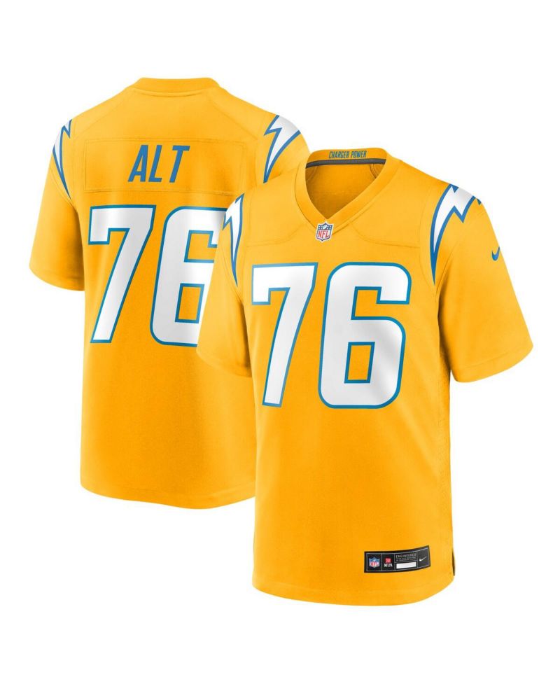 Men's Joe Alt Gold Los Angeles Chargers Alternate Charger Power Game Player Jersey