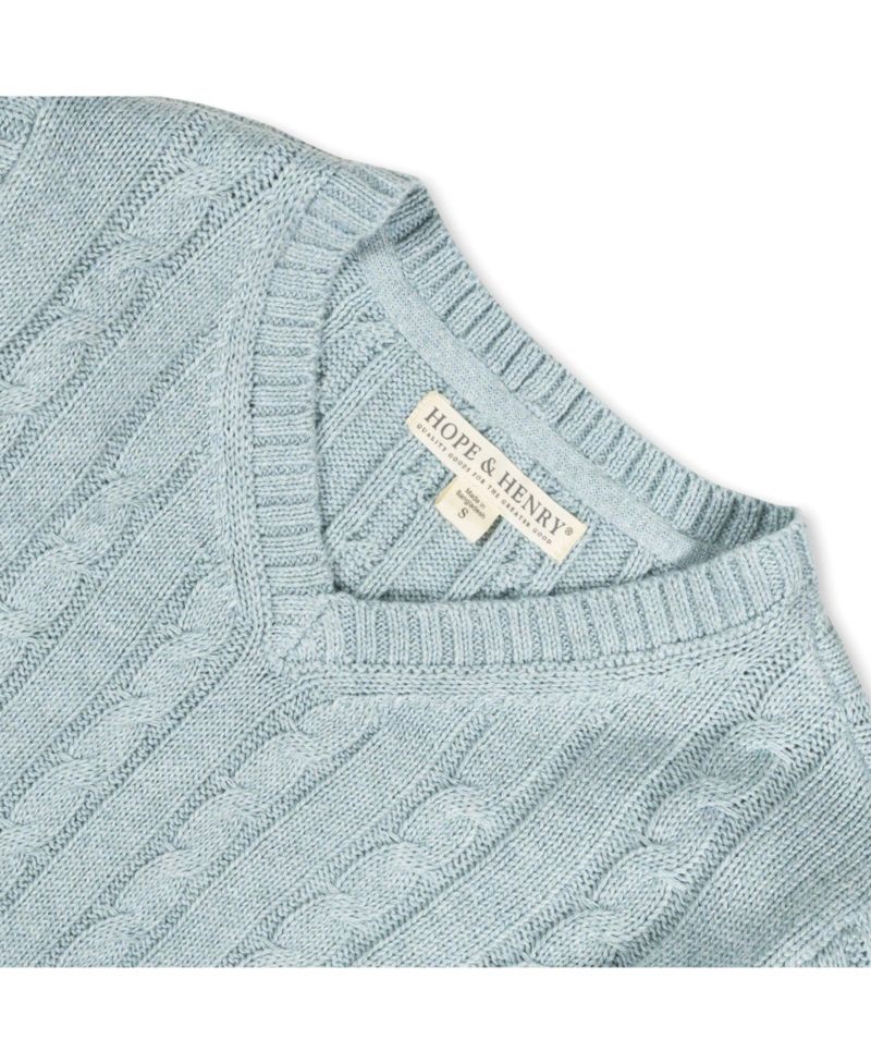 Baby Boys Hope and Henry Organic Long Sleeve Fine Gauge Cable V-Neck Sweater