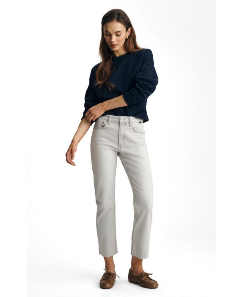 Women's New York High Rise Straight Leg In Ice Grey Classic Blue