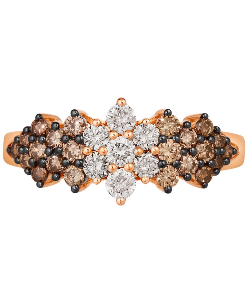 Chocolate Ombr&eacute; Diamond Cluster Ring (1 ct. t.w.) in 14k Rose Gold, White Gold or Yellow Gold