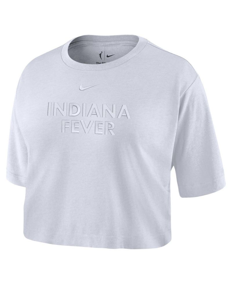 Women's White Indiana Fever Basketball Tonal Wordmark Cropped T-Shirt