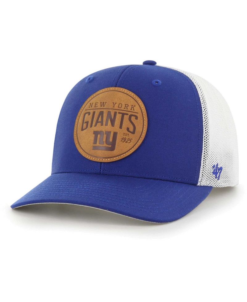 Men's Royal New York Giants Leather Head Flex Hat