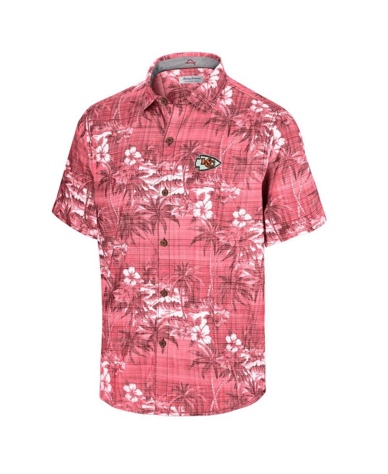 Men's Red Kansas City Chiefs Coconut Point Isla Palmetta Camp Button-Up Shirt