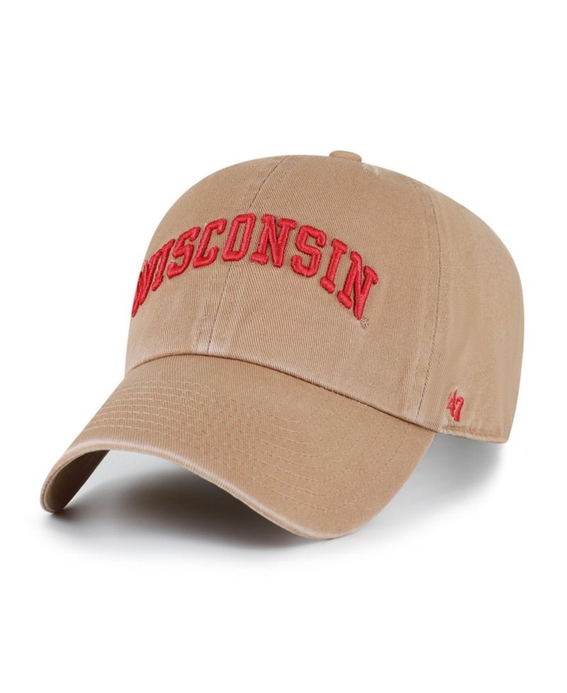 Men's '47 Khaki Wisconsin Badgers Vault Clean Up Adjustable Hat