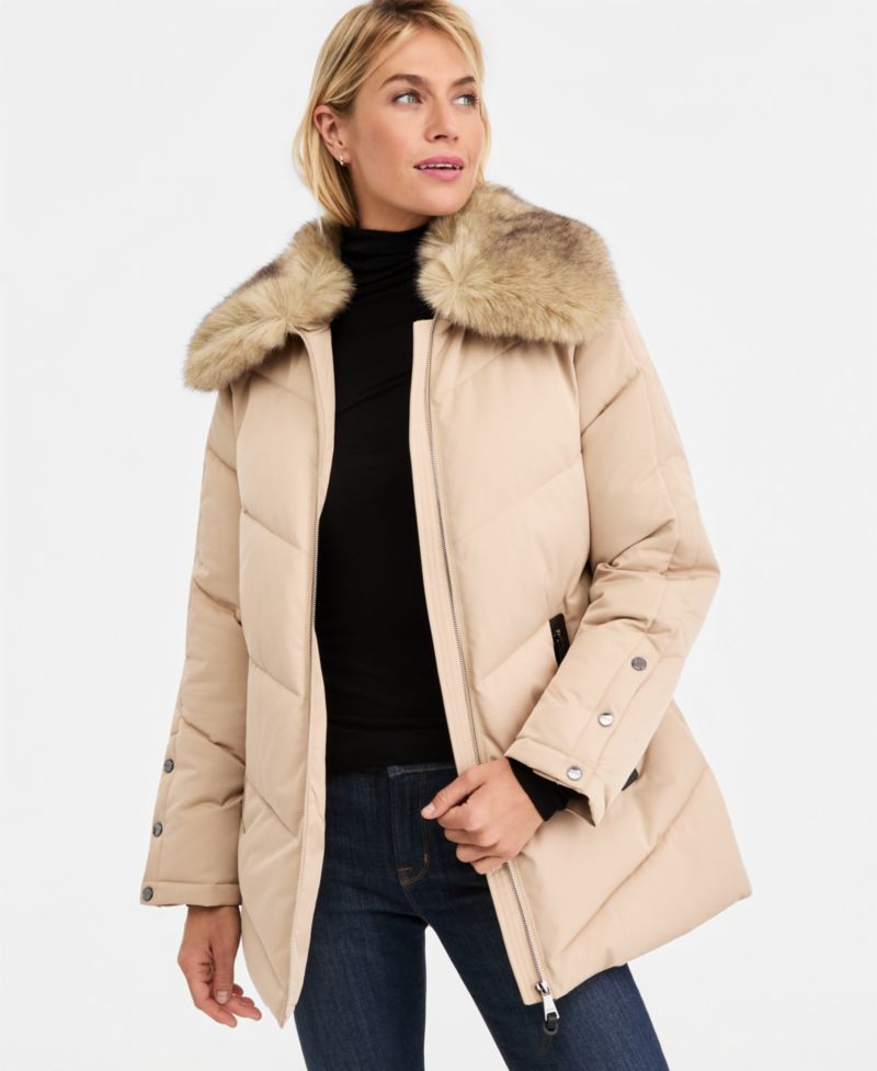Women's Faux-Fur-Collar Puffer Coat