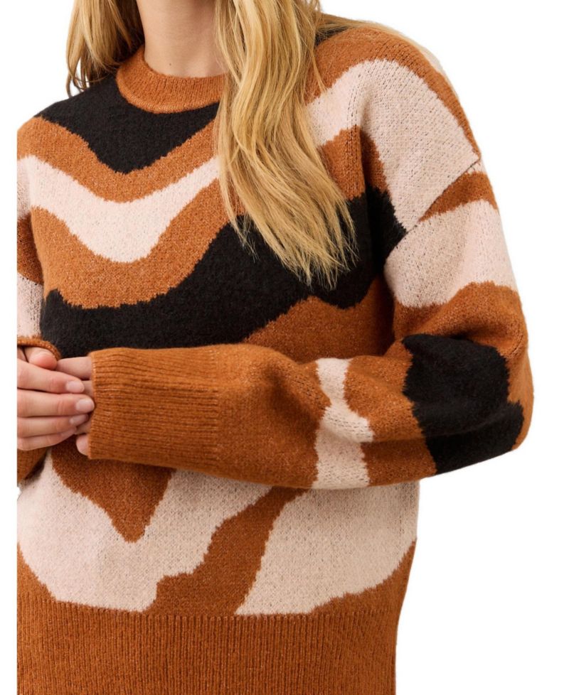Women's Minnie Abstract-Print Crewneck Long-Sleeve Sweater