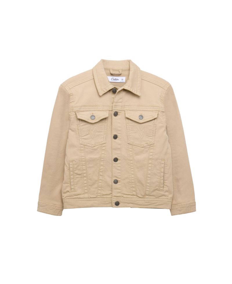 Boys Saddle Stitch Color Denim Jacket With Flap Pocket
