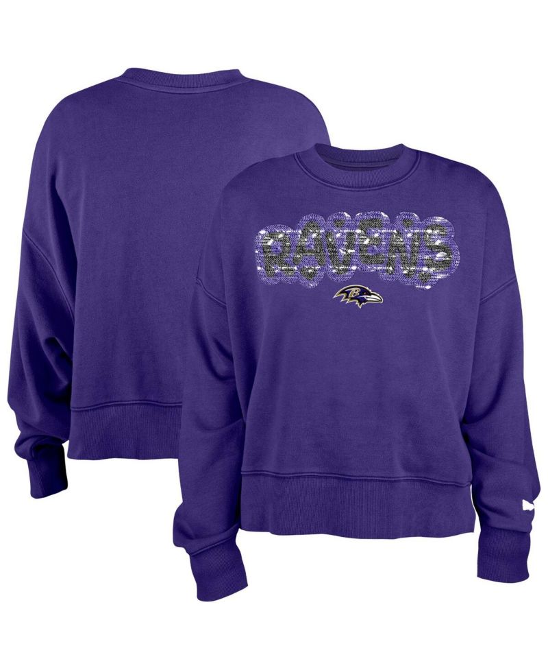 Girl's Purple Baltimore Ravens Flip Sequin Sweatshirt