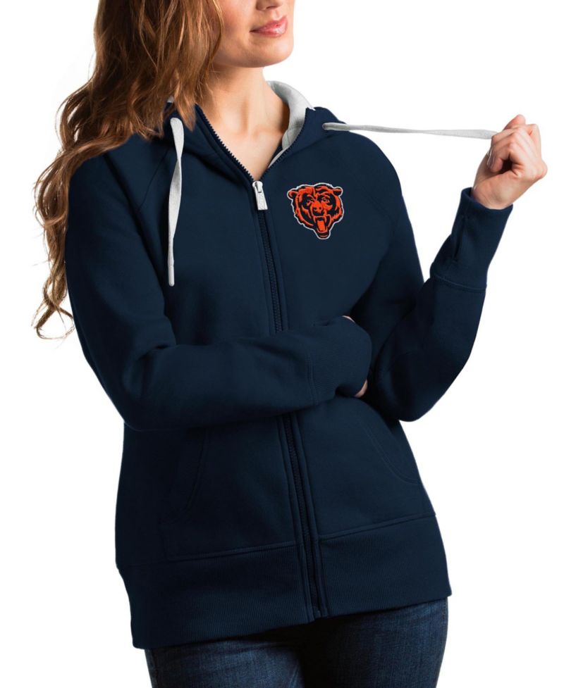 Women's Chicago Bears Bear Head Victory Full-Zip Embroidered Graphics Hoodie