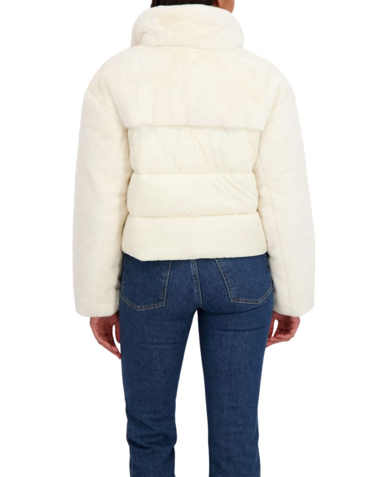 Women's Short Mix Media Puffer Jacket