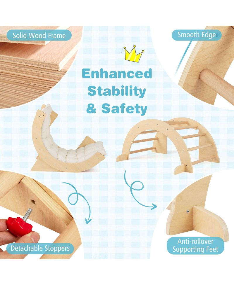 6 in 1 Kids Indoor Climbing Arch with Removable Cushion and Stoppers
