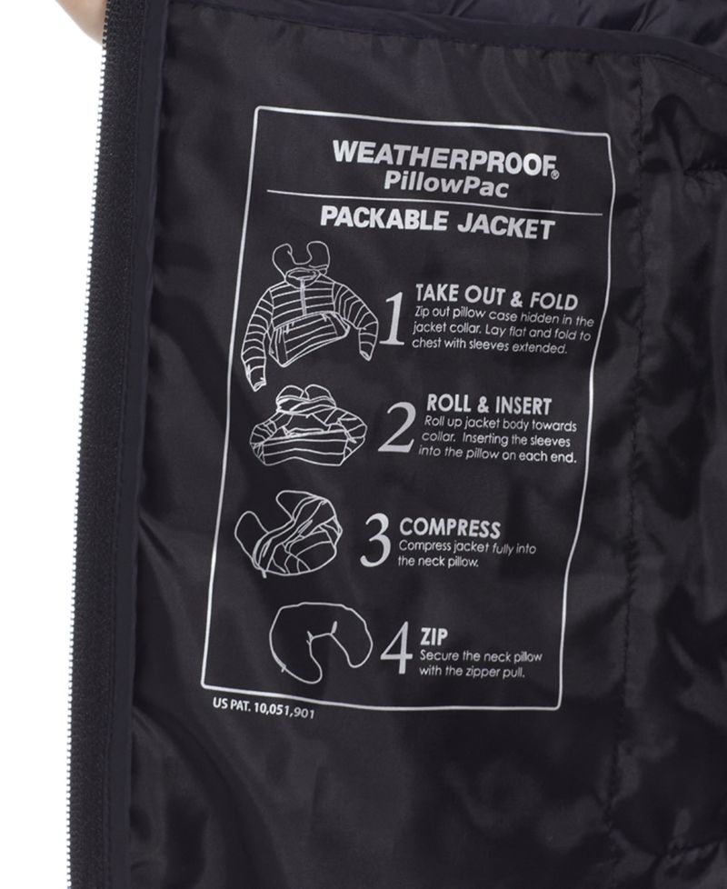 Men's Packable Neck Pillow Zip-Front Quilted Jacket