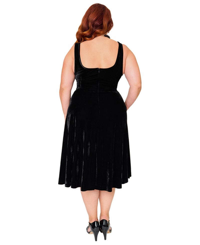 Plus Size Square Neck Pleated Swing Dress