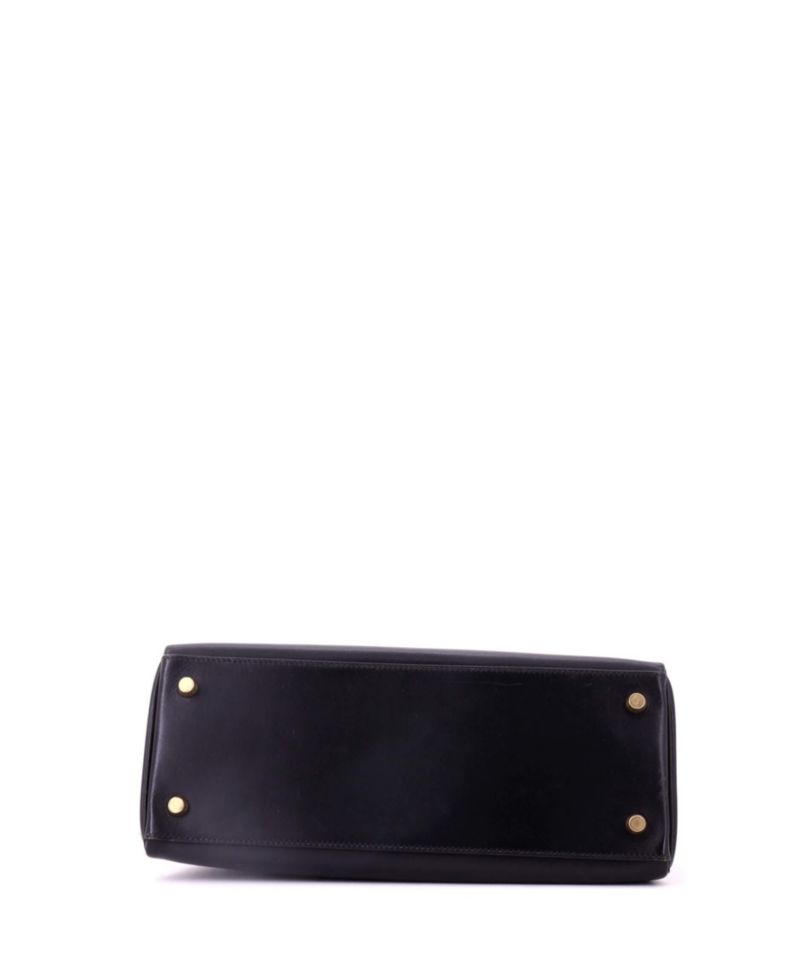 Kelly 28 Handbag Black Box Calf with Gold Hardware